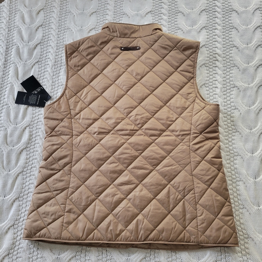 Ralph Lauren Black Label Classic Birch Tan Crest-Patch Quilted Vest Size Small - Picture 7 of 15